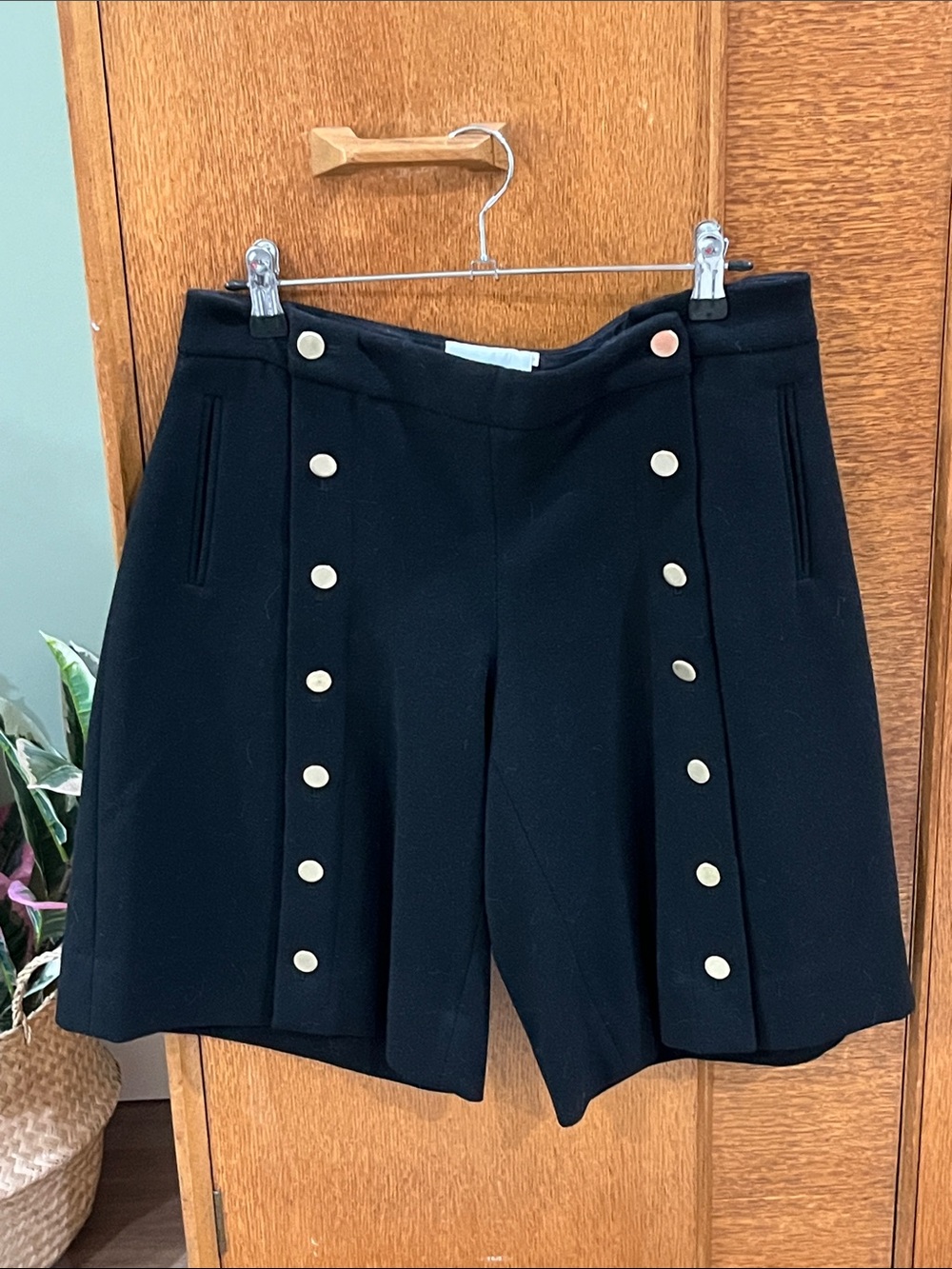 Anthropologie Black Button-Front Shorts